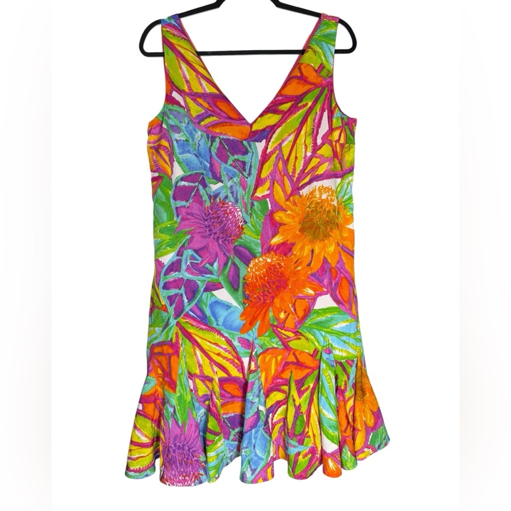 Lauren Ralph Lauren Dress Women’s 8 Colorful Sleeveless Floral Watercolor Summer